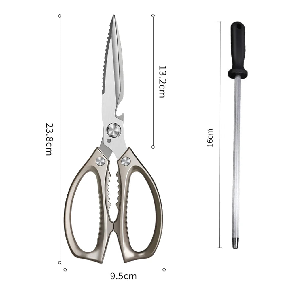 2-Piece Stainless Steel Kitchen Scissors Set – Extended Blade Kitchen Scissors Set Axl Orange