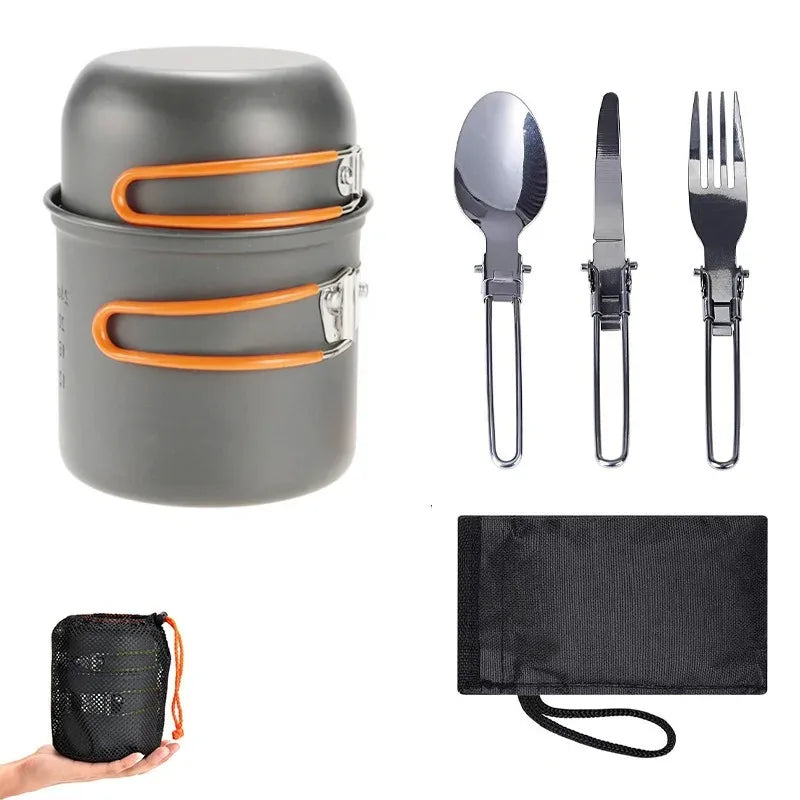 Camping Cookware Set – Aluminium Pot, Bowl & Utensils Camping Cookware Set Axl red