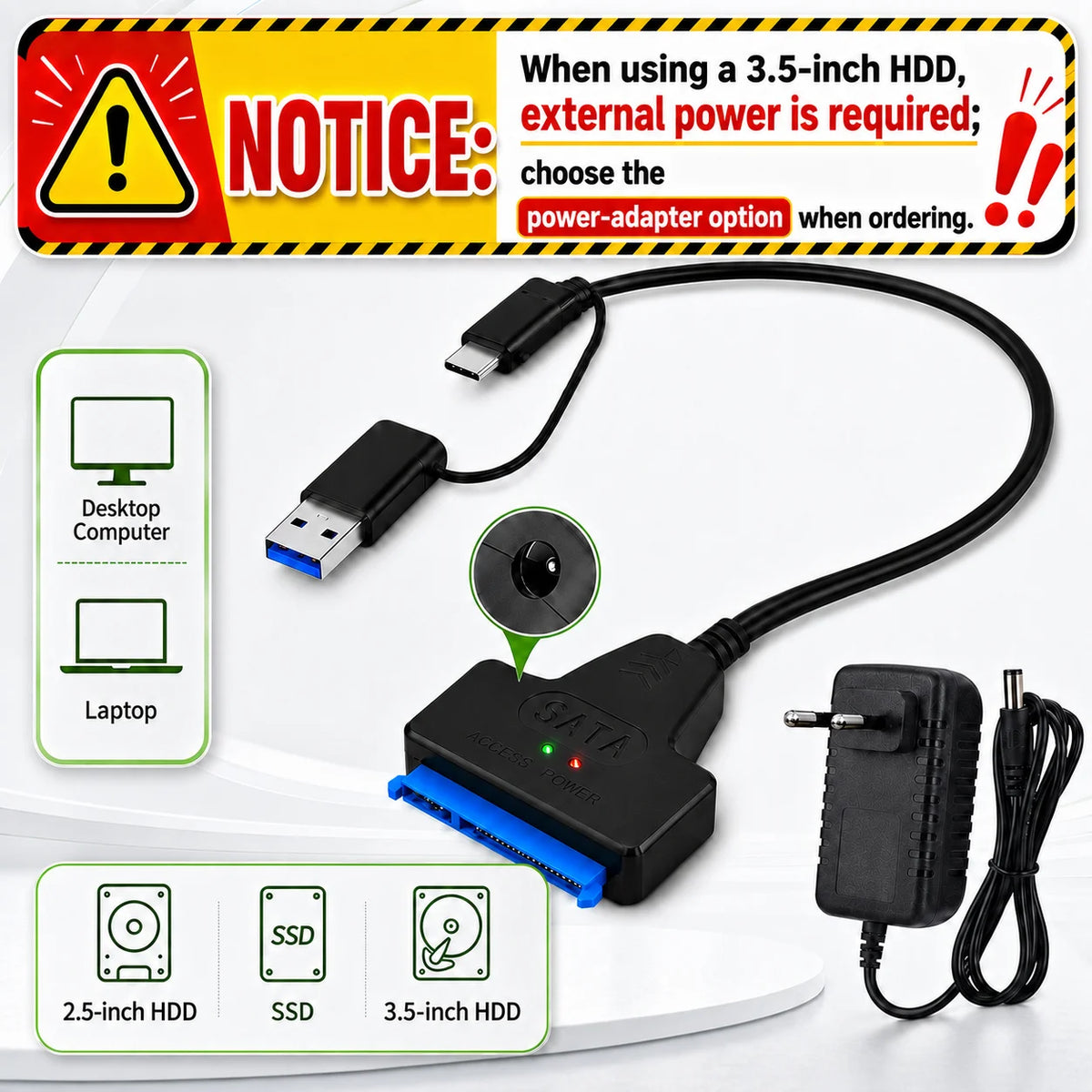 SATA to USB 3.0 Adapter Cable – 6 Gbps for HDD & SSD SATA USB Adapter Axl