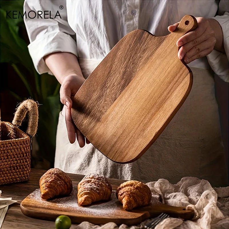KEMORELA Wooden Cutting Board with Handle – Food-Safe Wooden Cutting Board Axl