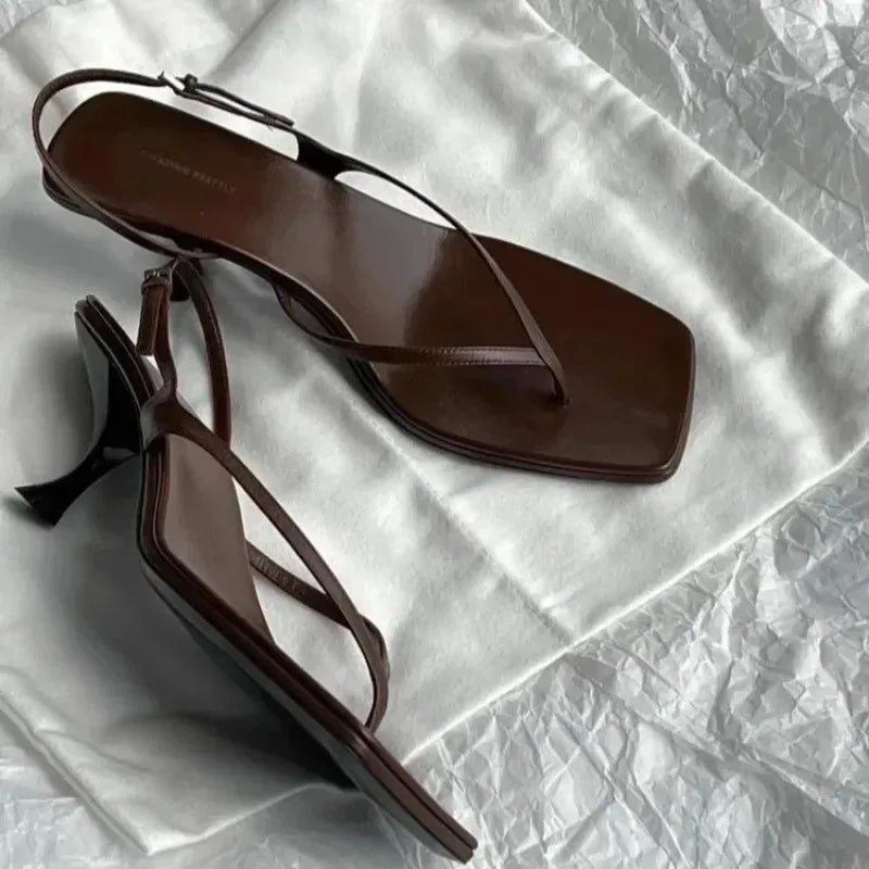 Women's Square Toe Kitten Heel Sandals – Retro French Style Kitten Heel Sandals Axl