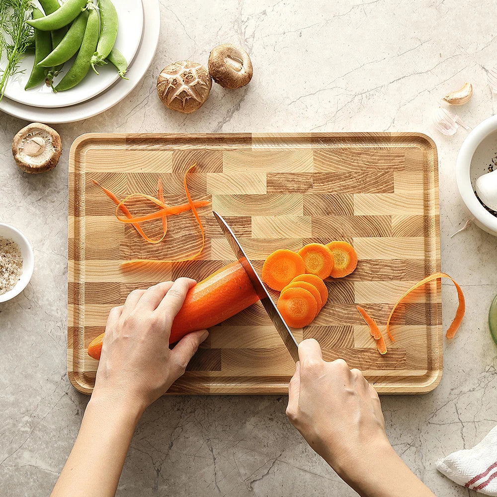 XINZUO End Grain Ash Wood Cutting Board | Fruit & Bread Wood Cutting Board Axl
