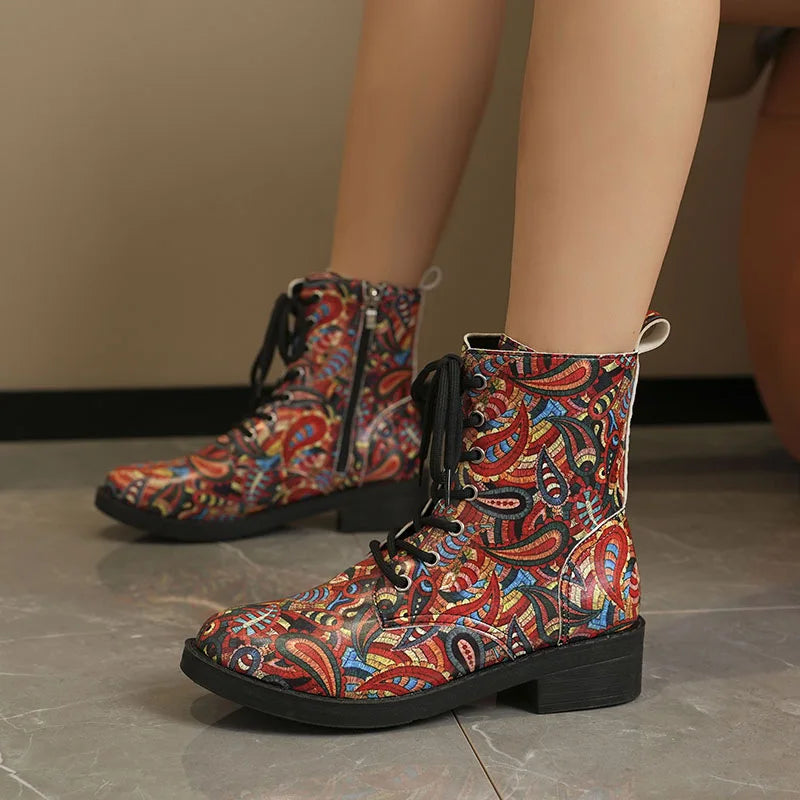Women's Printed Wedge Ankle Boots – Anti-Slip Casual Short Boot Women's Ankle Boots Axl