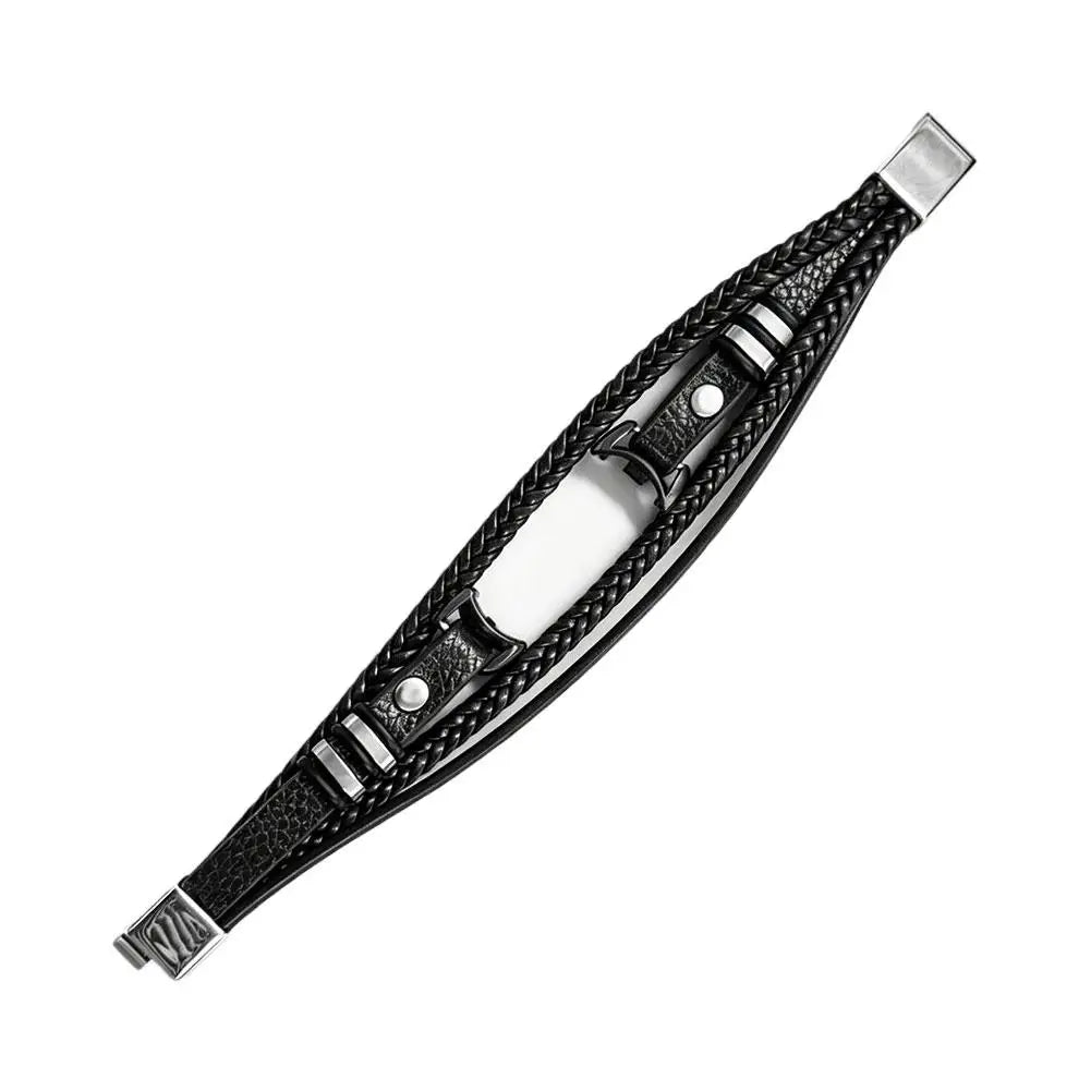 Leather Braided Strap for Xiaomi Mi Band 10/9/8 – Magnetic Smart Band Strap Axl Black