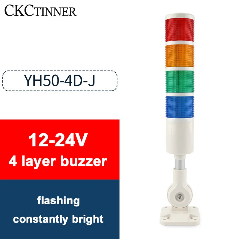 YH50-J Stack Tower Alarm Light 1-5 Layer Warning Lamp Buzzer Stack Tower Alarm Light Axl YH50-4D-J 12-24V