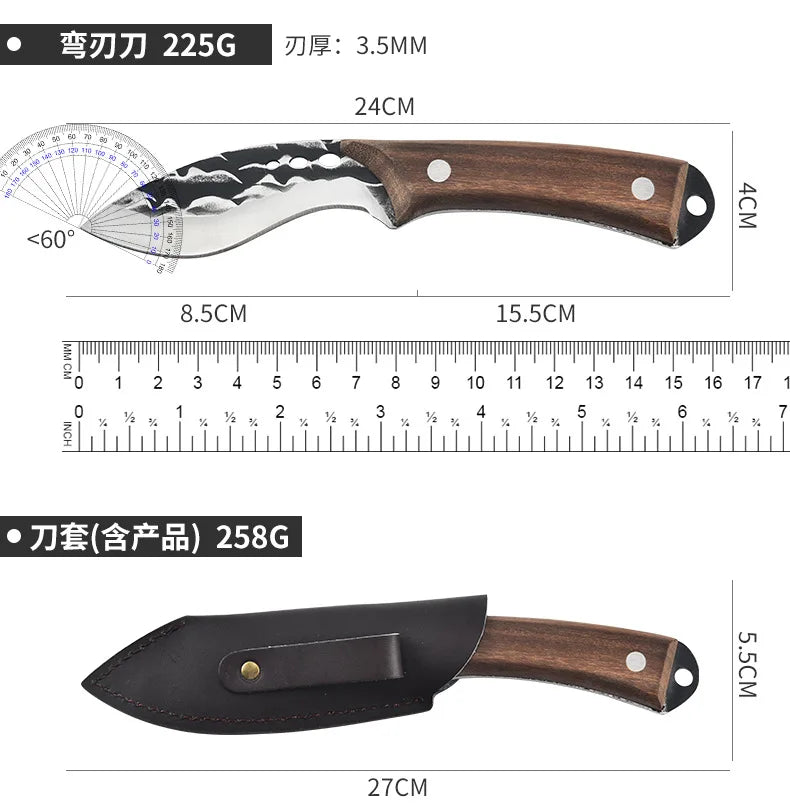 Forged Meat Cleaver & Boning Knife – Full Tang Sandalwood Kitchen Knife Axl