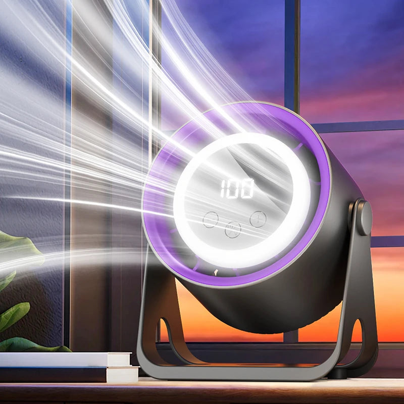 Desktop & Hanging Electric Fan with Night Light | USB Rechargeable Electric Desktop Fan Axl