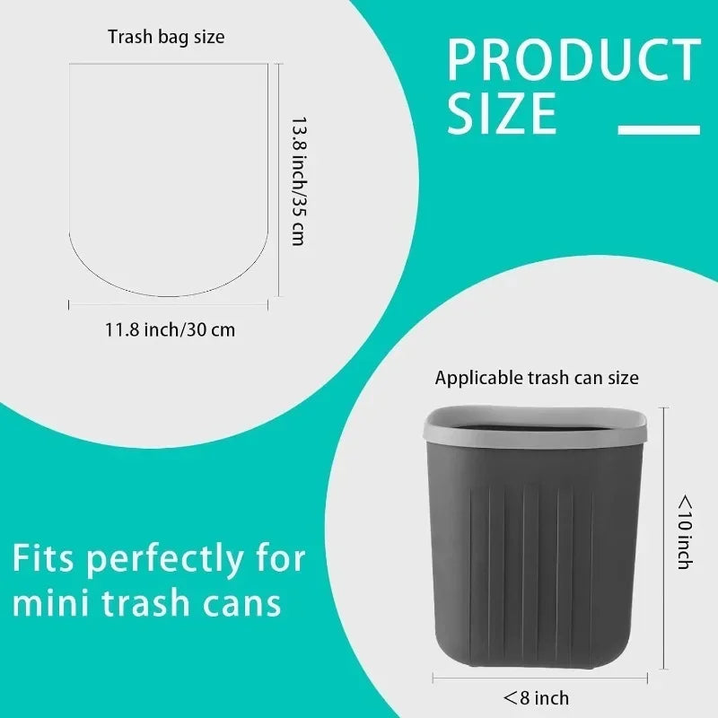 Mini Trash Bags for Small Desk Bin – 60 Count, Black & White Mini Trash Bags Axl