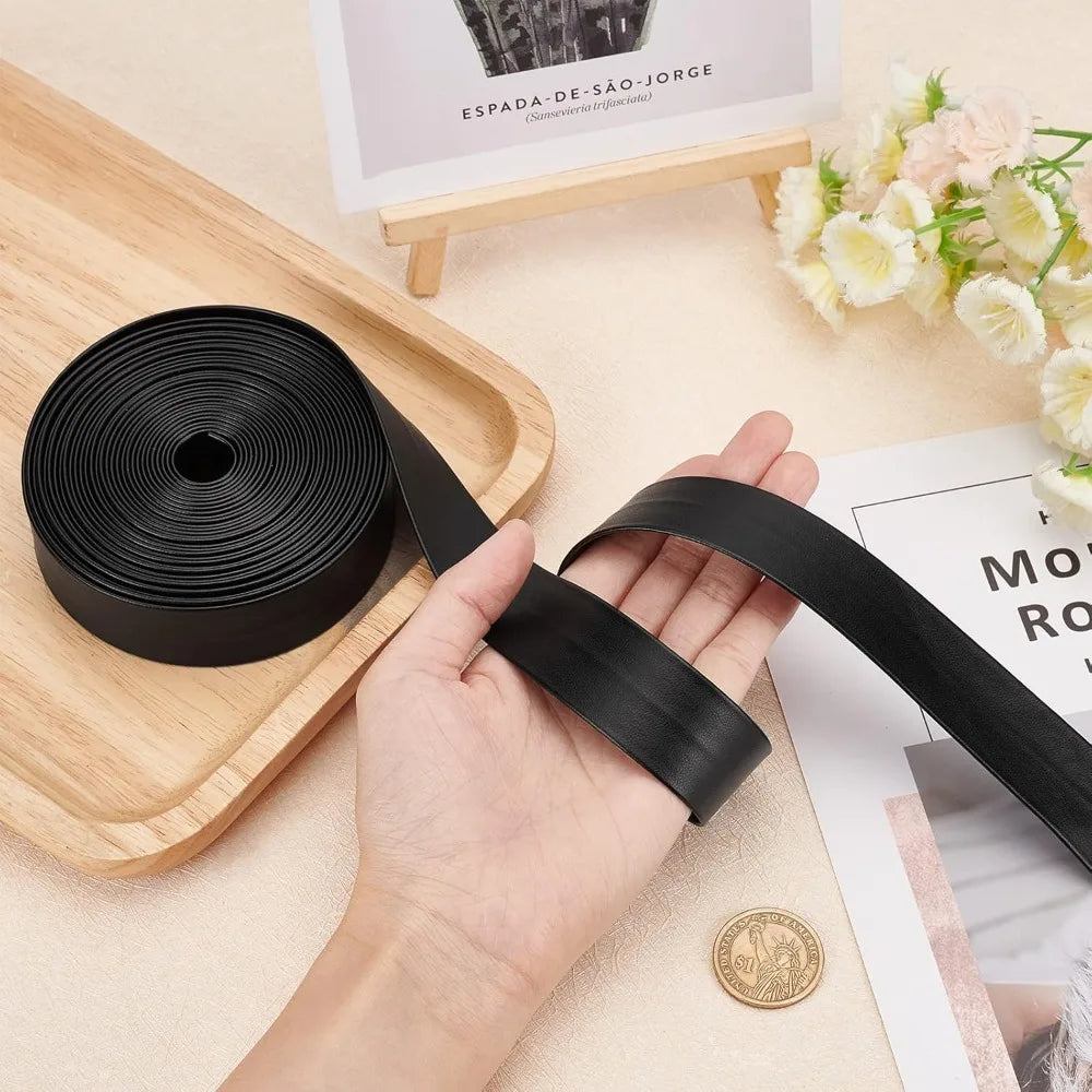 Faux Leather Ribbon Strap 25mm Black 5m – DIY Craft Trim Craft Ribbon Trim Axl