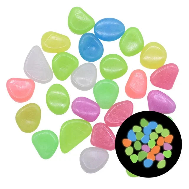 100 Pcs Glow in the Dark Garden Pebbles – Luminous Stones Luminous Garden Stones Axl multicolor