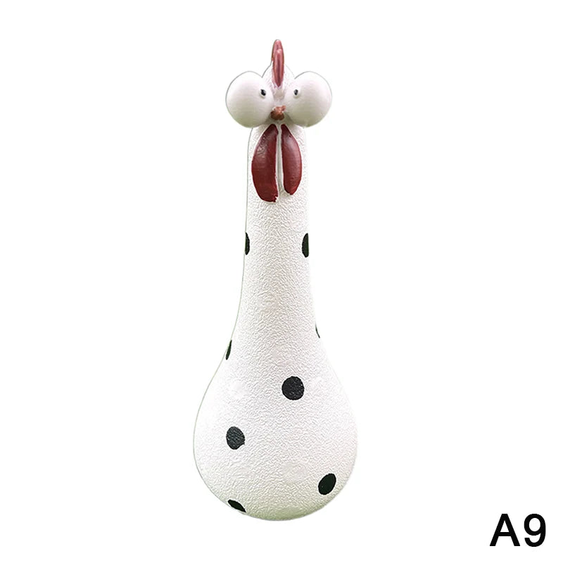 Quirky Big-Eyed Chicken Figurine – Polka Dot Resin Garden Statue Garden Figurine Axl A9