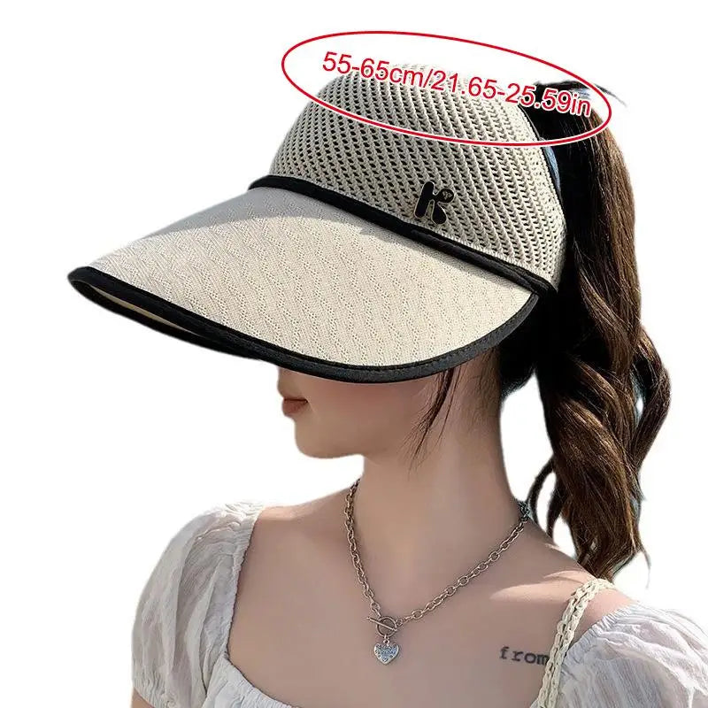 Wide Brim Open Top Straw Sun Hat – Lightweight Beach Travel Wide Brim Sun Hat Axl