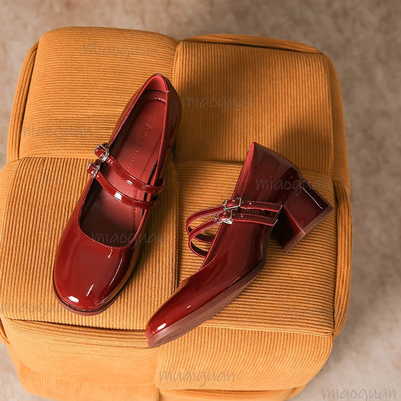 Vintage Mary Jane Block Heel Shoes – Women's Elegant Party Flats Mary Jane Heels Axl