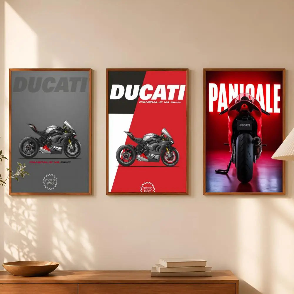 Ducati Motorcycle HD PVC Wall Poster – Self-Stick Waterproof Wall Art Poster Axl