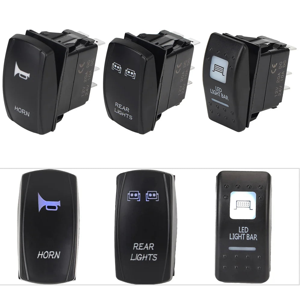 LED Illuminated Rocker Switch for UTV – Can-Am Polaris 20A LED Rocker Switch Axl