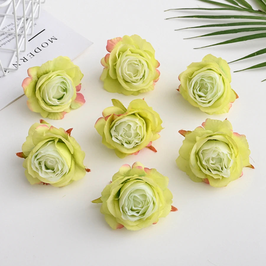 Silk Rose Flower Heads 10 Pcs – Wedding, Wreath & DIY Crafts Artificial Silk Flowers Axl Color 19 10 Pieces