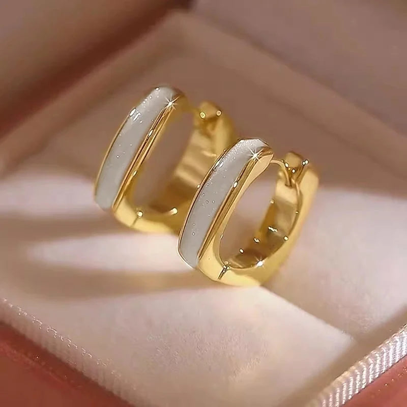 Huitan Enamel Hoop Earrings – Women's Trendy Fashion Jewelry Hoop Earrings Axl