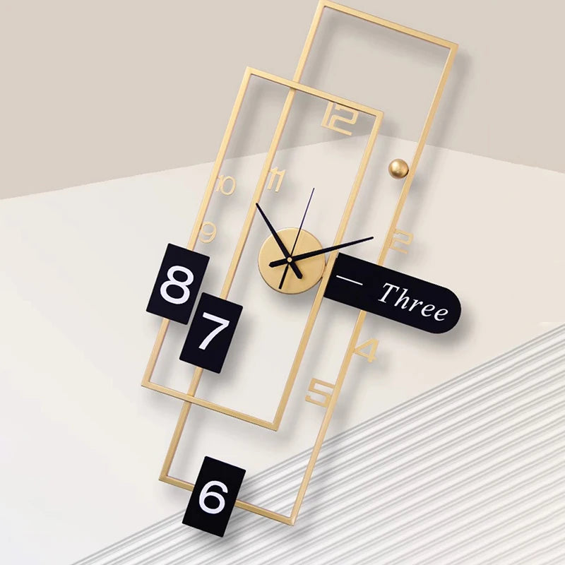 Nordic Silent Metal Wall Clock – Large 44.5×80cm Geometric Decor Silent Wall Clock Axl