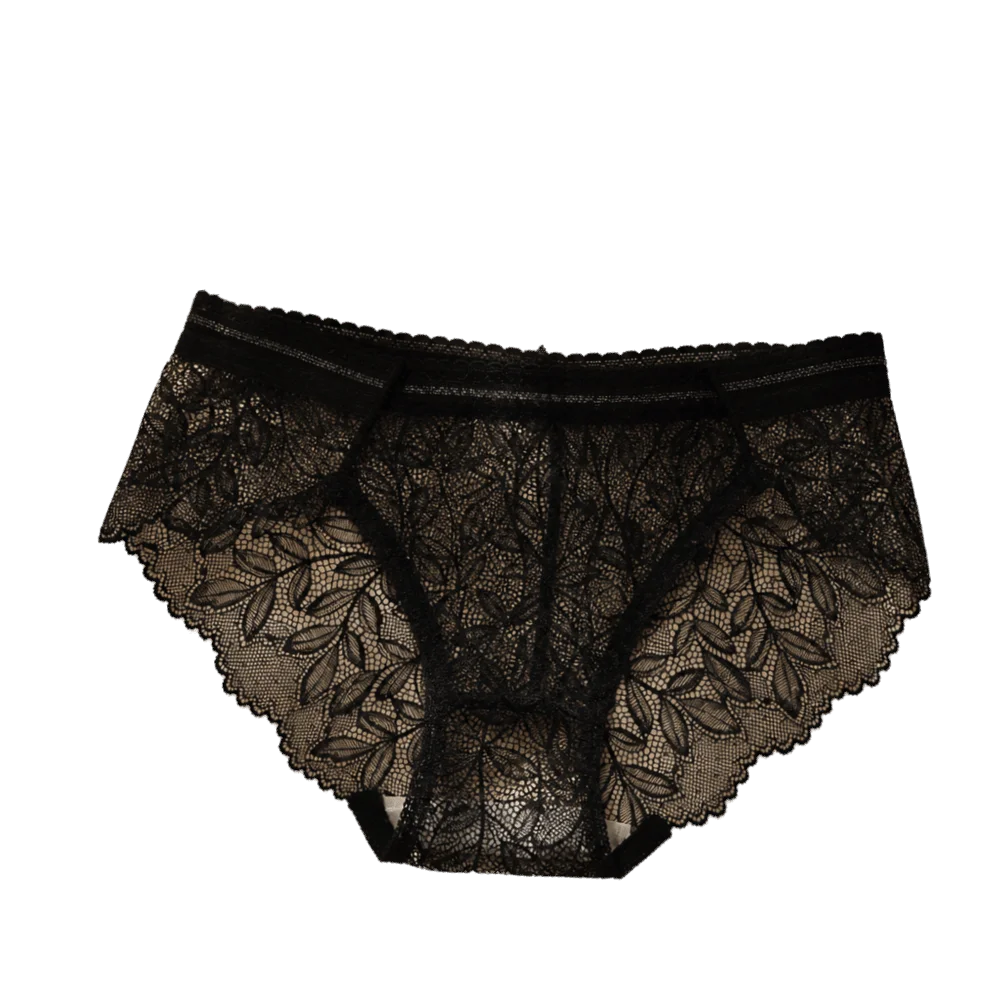 Women's Lace Mesh Briefs – Seamless Low-Rise Underwear Women's Briefs Axl Black One Size 1pc