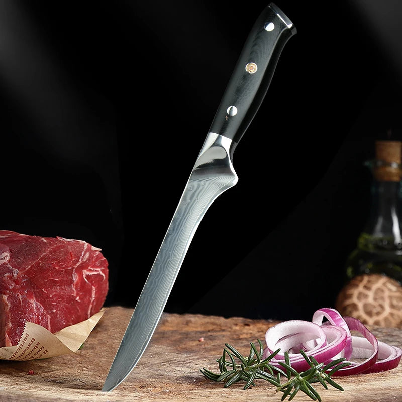 67-Layer Damascus Boning & Cleaver Knife Set – 7" & 5.5" Damascus Knife Set Axl