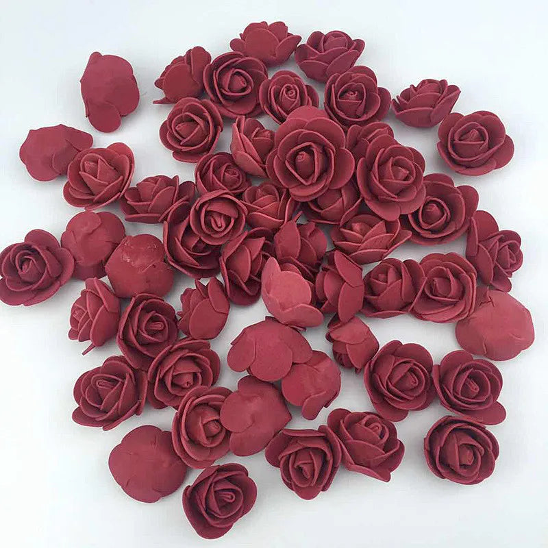 PE Foam Artificial Rose Flower Heads | Wedding & Party Decor Artificial Flower Heads Axl dark red 50pcs