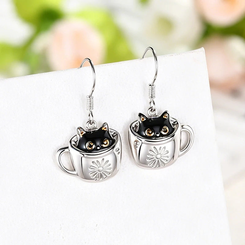 Huitan Black Cat Drop Earrings – Trendy Women's Fashion Jewelry Drop Earrings Axl