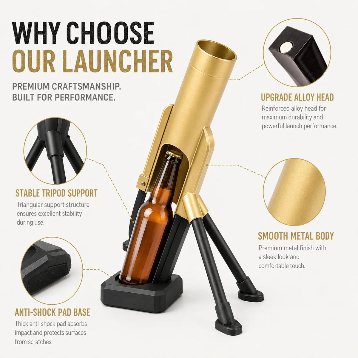 Mortar Bottle Opener Cap Launcher – Magnetic Beer Opener Gift Novelty Bottle Opener Axl