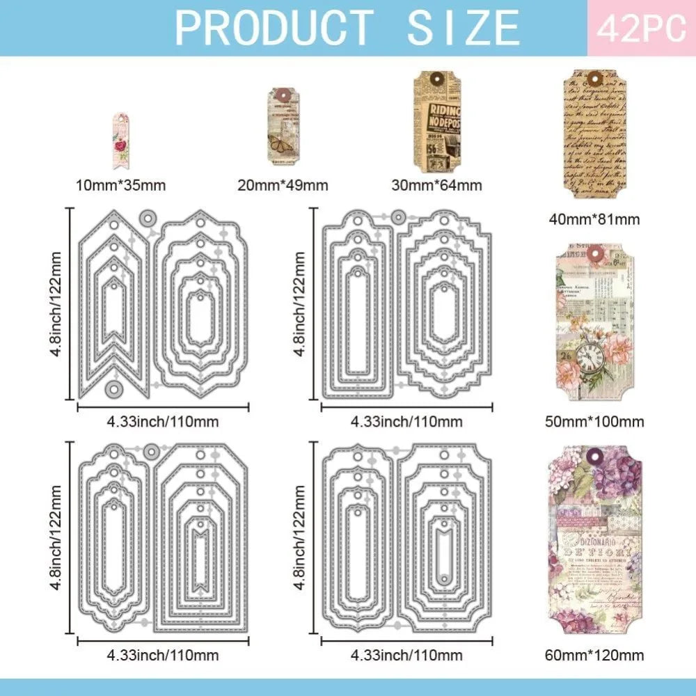 Metal Bookmark Tag Cutting Dies – Geometric Frame Scrapbook Set Craft Cutting Dies Axl