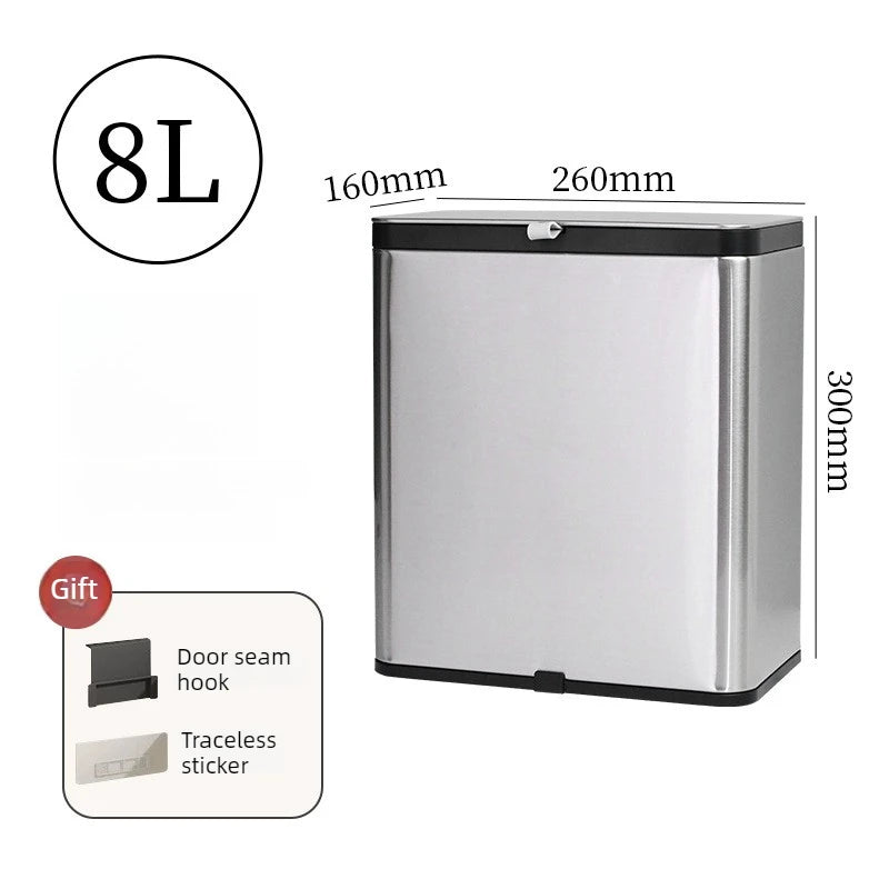 Wall Mounted Stainless Steel Trash Can with Lid – 8L Wall Mounted Trash Can Axl 8L-Silver