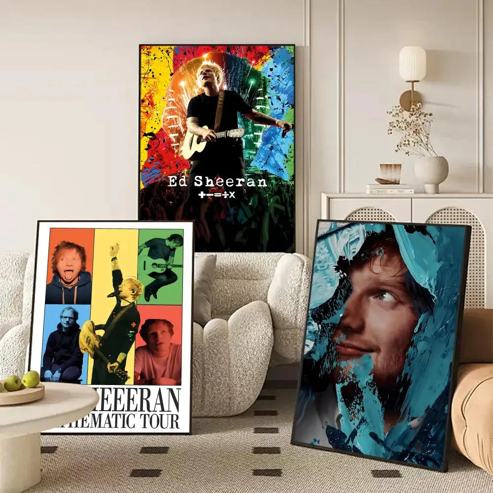 Ed Sheeran Self-Adhesive Poster – Modern Music Wall Art Sticker Wall Art Poster Axl