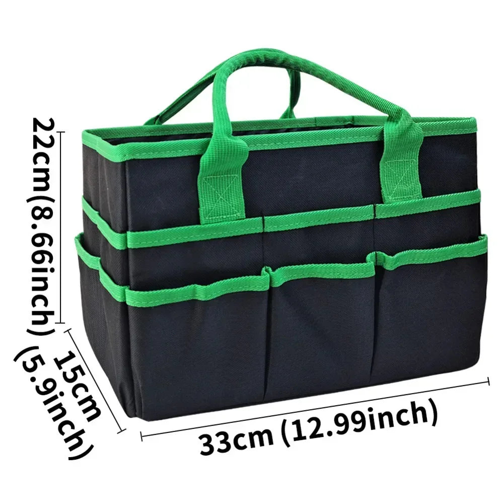 Heavy Duty Wide Mouth Tool Bag – Multi-Pocket Oxford Tote Garden Tool Bag Axl