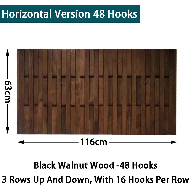 Solid Wood Wall-Mounted Coat Rack – Piano Key Hook Design Wall-Mounted Coat Rack Axl Walnut 63X116CM