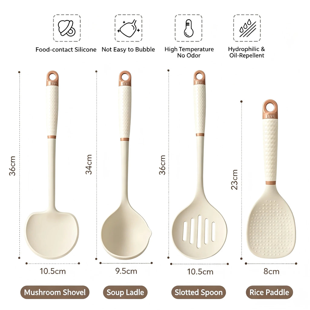 PLYS Silicone Kitchen Utensil Set – Heat Resistant Cooking Tools Silicone Utensil Set Axl 4PCS