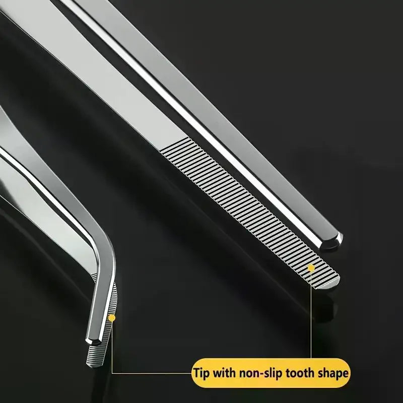 2-Pack 25cm Stainless Steel Kitchen Tweezers – Straight & Curved Kitchen Tweezers Axl