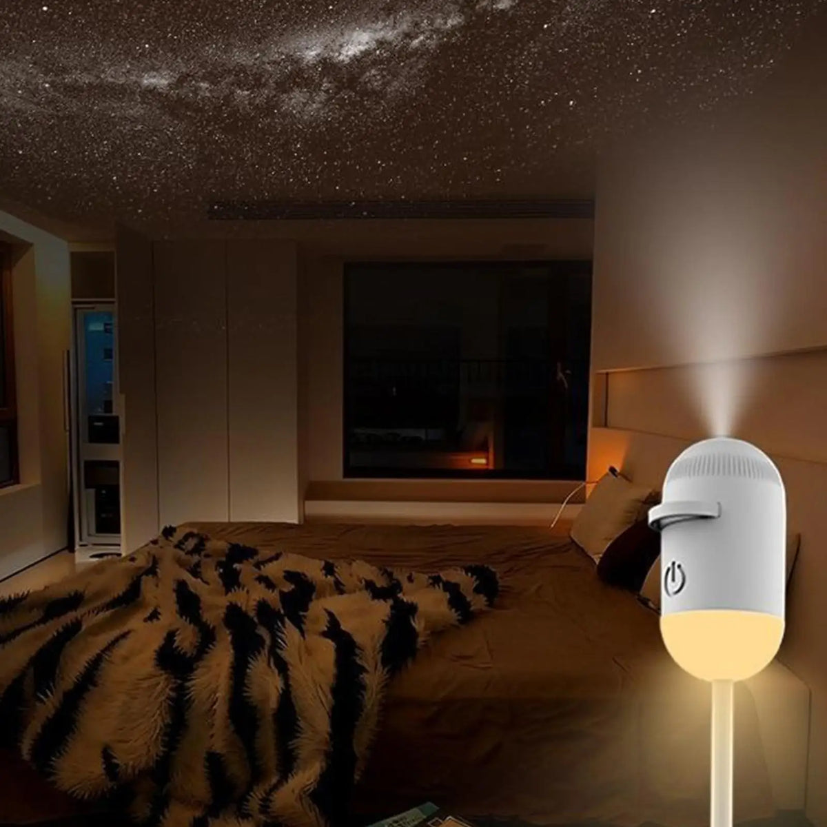 360° Projector Night Light 2-in-1 Desk Lamp | 5 Film Slides Projector Night Light Axl White