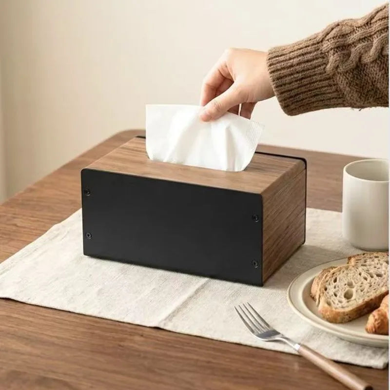 Wooden Vintage Tissue Box Cover – Black Walnut Napkin Case Tissue Box Cover Axl