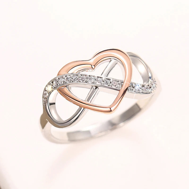 Huitan Two-Tone Cubic Zirconia Wedding Band Ring | Women Wedding Band Ring Axl T0577 6