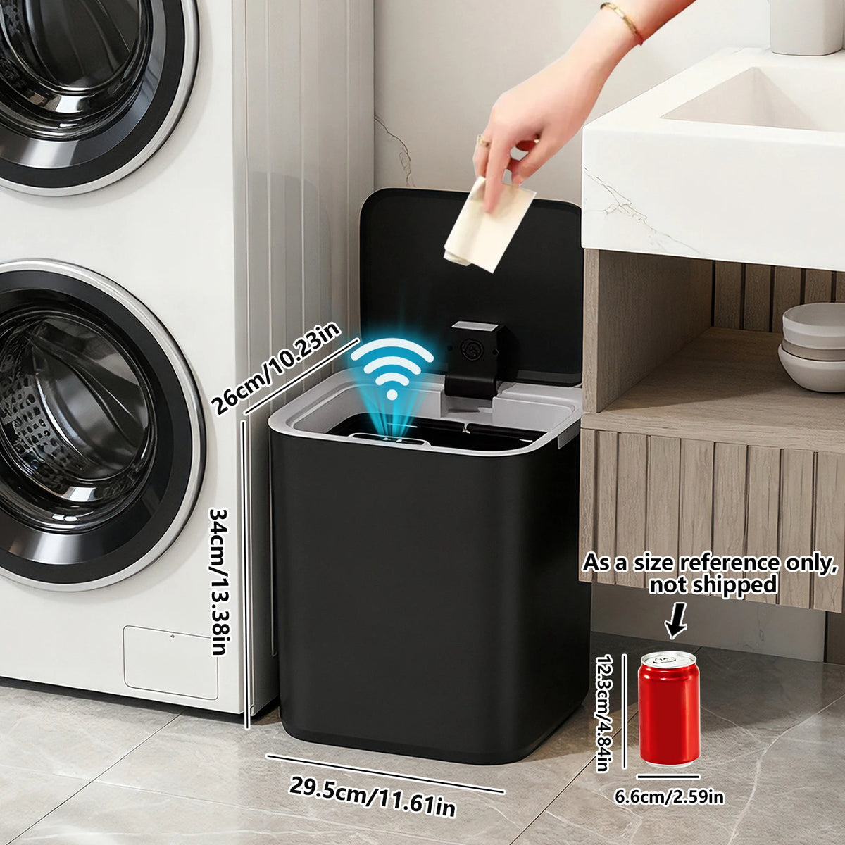 Touchless Smart Trash Can – Auto Sensor Lid Bin for Kitchen Sensor Trash Can Axl Black