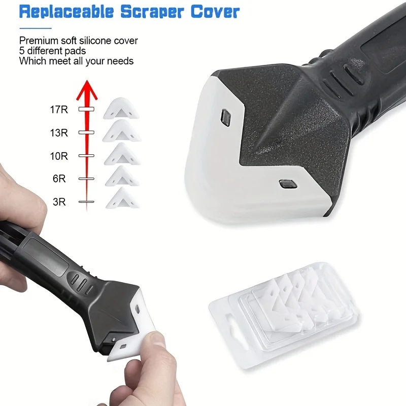 3-in-1 Caulk Remover & Smoother Tool Set – Silicone Grout Kit Caulking Tool Set Axl
