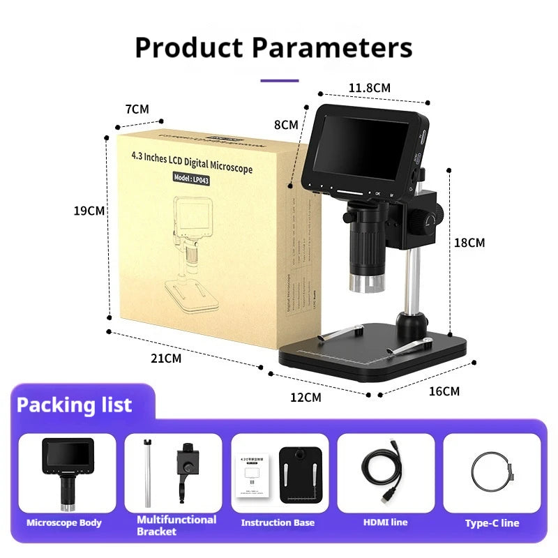 4.3-Inch Digital Inspection Microscope – HD Screen & LED Digital Microscope Axl