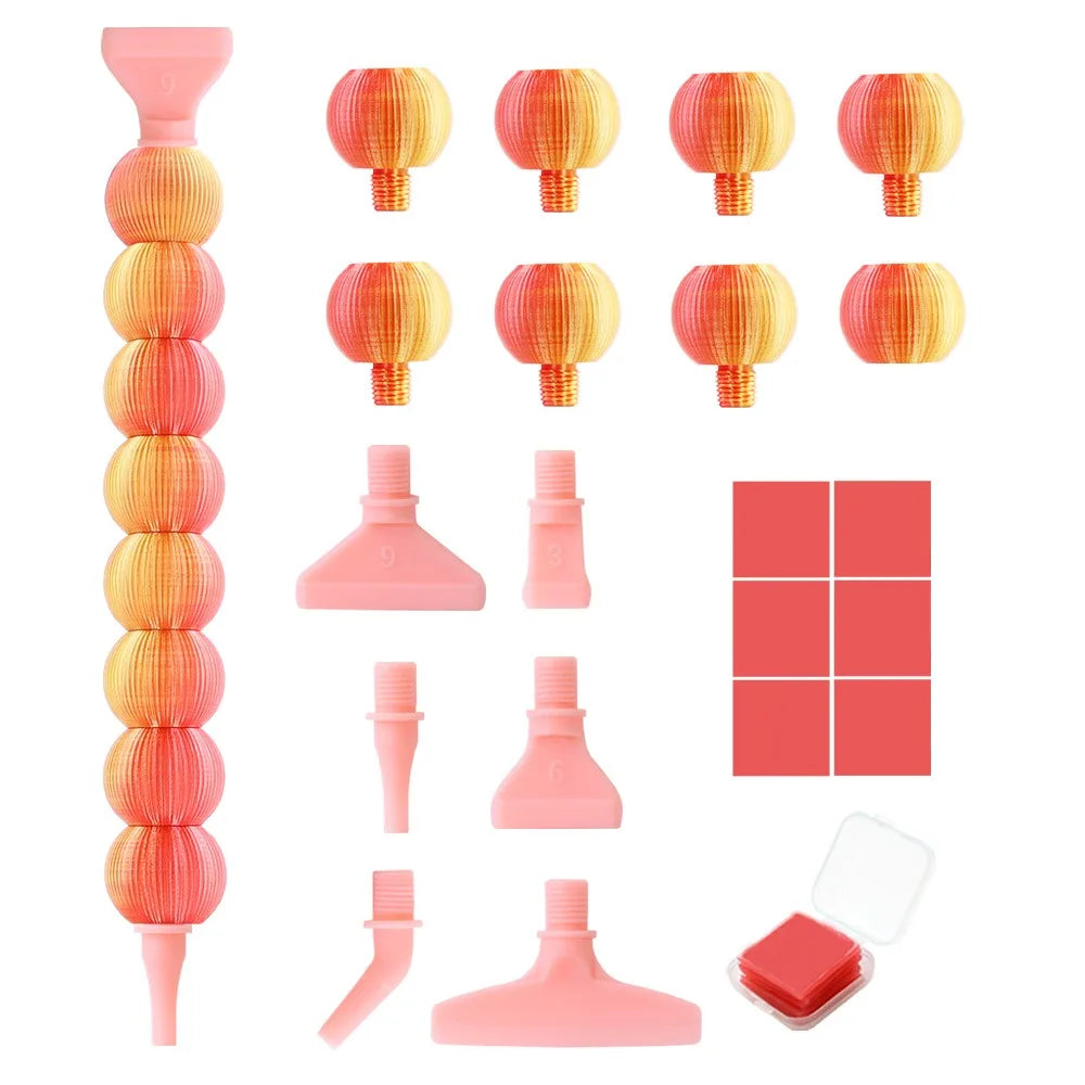 5D Diamond Painting Pen Kit – 12 Pen Tips & Clay Included Diamond Painting Tool Axl Gold red-6Tips