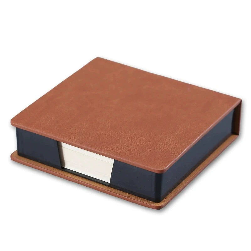 3D Brick PU Leather Sticky Note Holder – 180 Pages Desk Organizer Sticky Note Holder Axl Brown