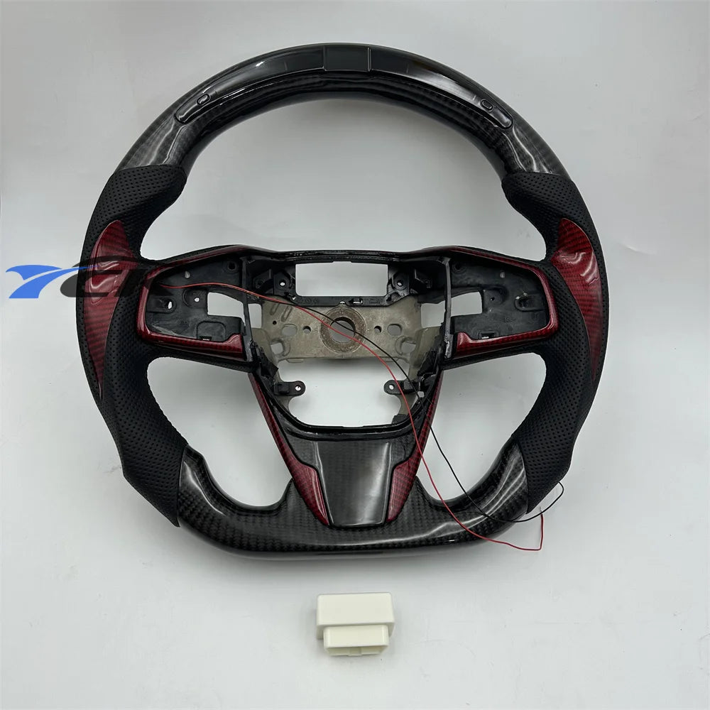 LED Steering Wheel Honda Civic 2016–2021 Carbon Fiber Leather Custom Steering Wheel Axl Style 1