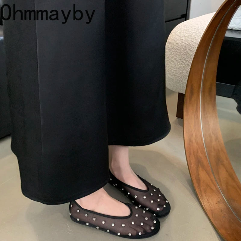 Crystal Mesh Women's Ballet Flats – Slip-On Dress Loafers Ballet Flats Axl