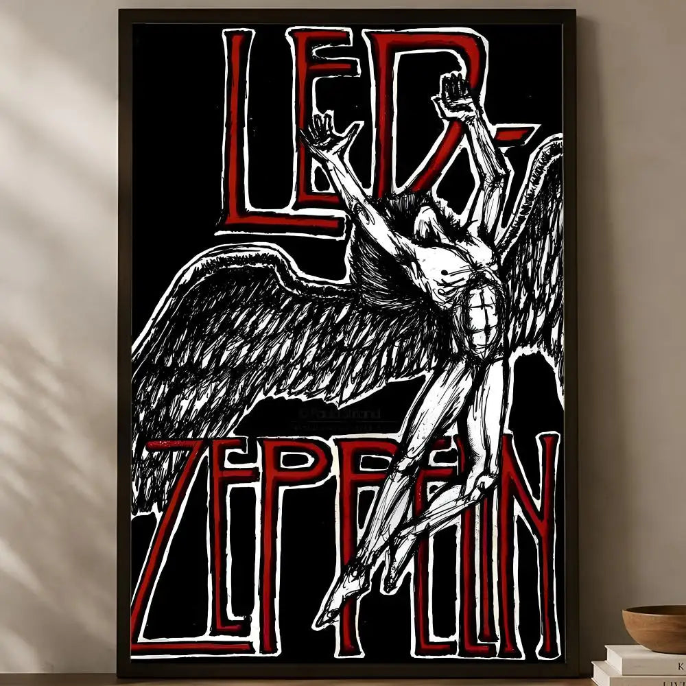 Led Zeppelin Self-Stick HD Wall Poster – Waterproof Room Decor Music Wall Poster Axl White10 40X50cmNoframe