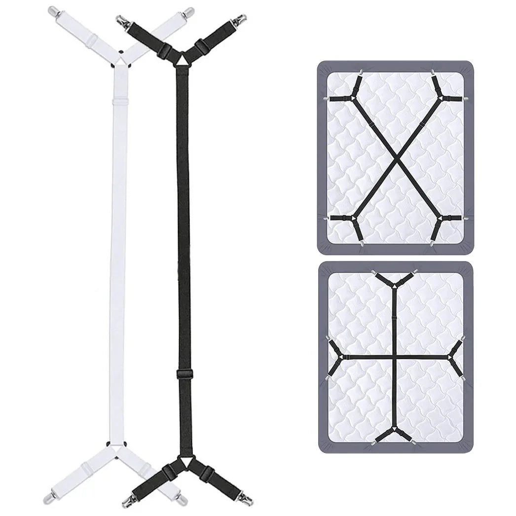 Adjustable Elastic Bed Sheet Straps & Gripper Clips | 17–110 in Bed Sheet Clips Axl