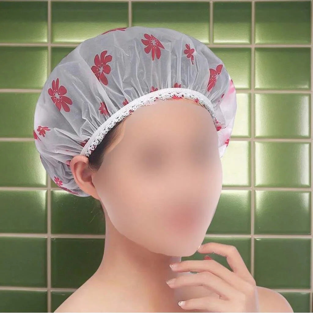 5-Pack Waterproof PEVA Shower Caps – Reusable Hair Caps for Women Shower Cap Set Axl