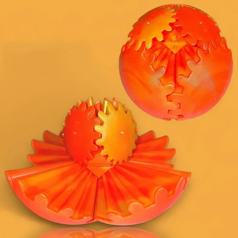 3D Printed Gear Ball Fidget Spin Toy – Desk Toy for Kids & Adults Fidget Spin Toy Axl Orange