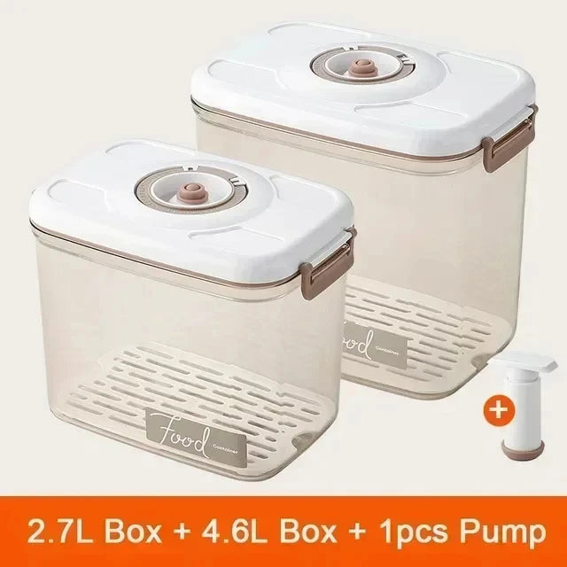 KEMORELA Vacuum Food Storage Container with Pump – Large Vacuum Storage Container Axl 2.7L 4.6L Hand Pump