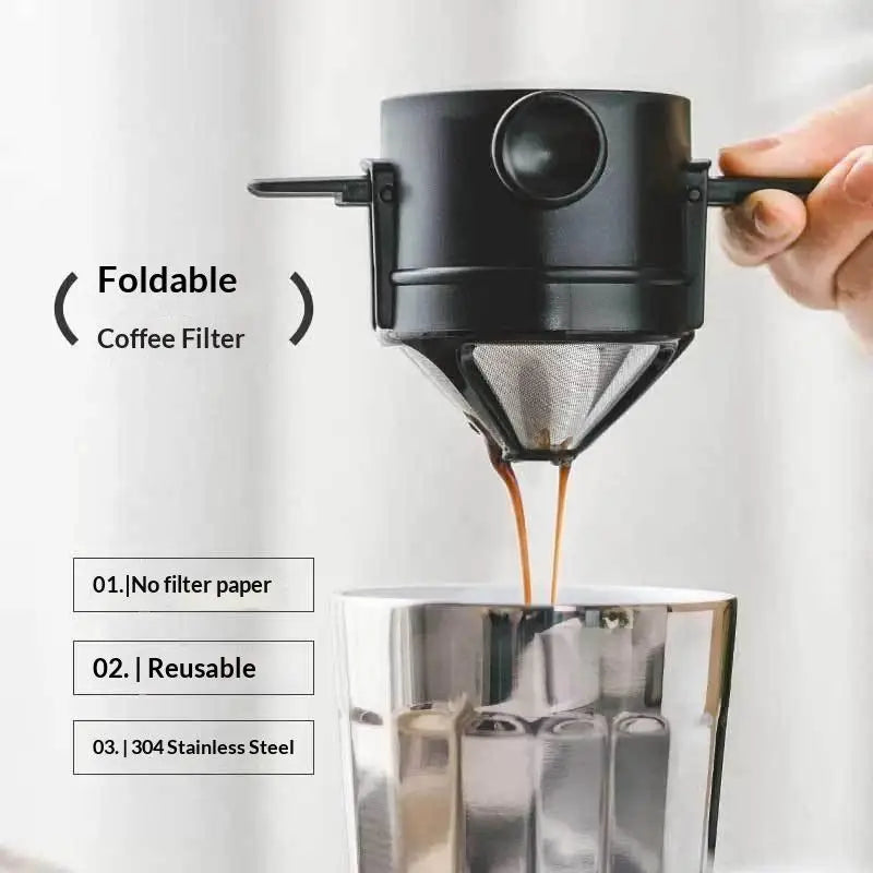 Foldable Titanium Coffee Dripper – Reusable, No Paper Filter Coffee Dripper Axl